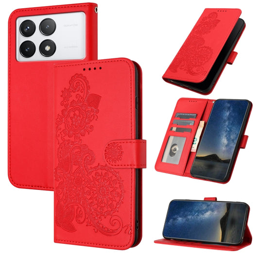 For Xiaomi Redmi K70 Datura Flower Embossed Flip Leather Phone Case(Red) - K70 Cases by PMC Jewellery | Online Shopping South Africa | PMC Jewellery | Buy Now Pay Later Mobicred