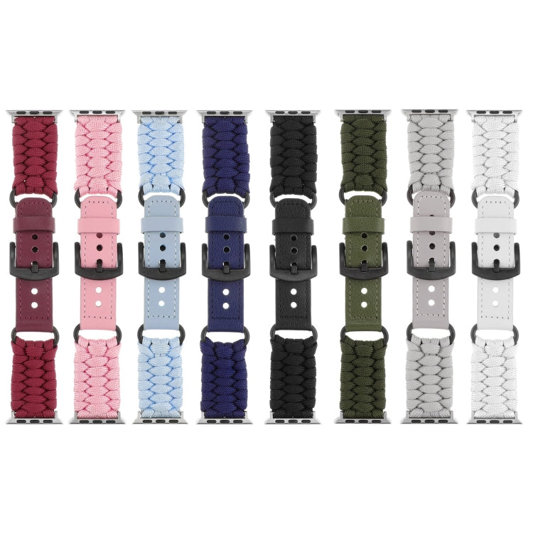 For Apple Watch Ultra 2 49mm Plain Paracord Genuine Leather Watch Band(Grey) - Watch Bands by PMC TechLife | Online Shopping South Africa | PMC TechLife | Buy Now Pay Later Mobicred