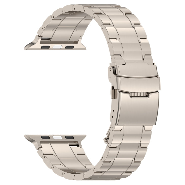 For Apple Watch SE 40mm Safety Buckle Trapezoid Titanium Steel Watch Band(Titanium) - Watch Bands by PMC Jewellery | Online Shopping South Africa | PMC Jewellery