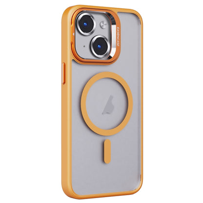 For iPhone 14 Invisible Lens Holder PC + TPU Frosted MagSafe Phone Case(Orange) - iPhone 14 Cases by PMC Jewellery | Online Shopping South Africa | PMC Jewellery