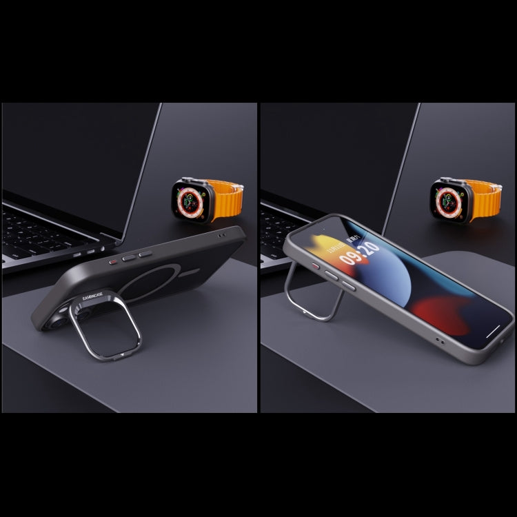 For iPhone 14 Pro Max Invisible Lens Holder PC + TPU Frosted MagSafe Phone Case(Dark Blue) - iPhone 14 Pro Max Cases by PMC TechLife | Online Shopping South Africa | PMC TechLife