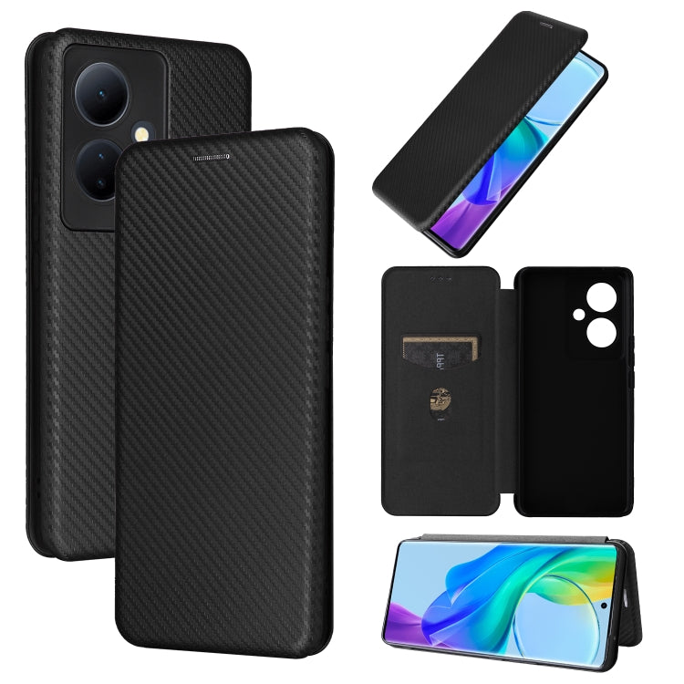 For vivo V29 Lite Carbon Fiber Texture Flip Leather Phone Case(Black) - vivo Cases by PMC Jewellery | Online Shopping South Africa | PMC Jewellery | Buy Now Pay Later Mobicred