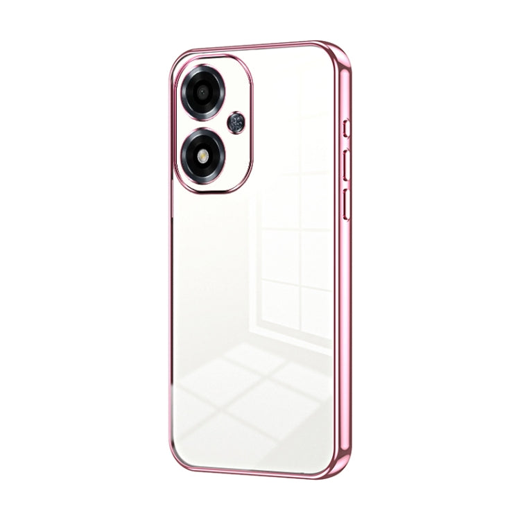 For OPPO A2m Transparent Plating Fine Hole Phone Case(Pink) - OPPO Cases by PMC TechLife | Online Shopping South Africa | PMC TechLife | Buy Now Pay Later Mobicred