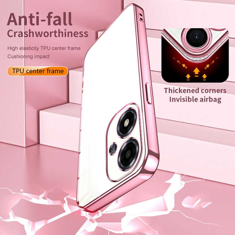 For OPPO A2m Transparent Plating Fine Hole Phone Case(Pink) - OPPO Cases by PMC TechLife | Online Shopping South Africa | PMC TechLife | Buy Now Pay Later Mobicred