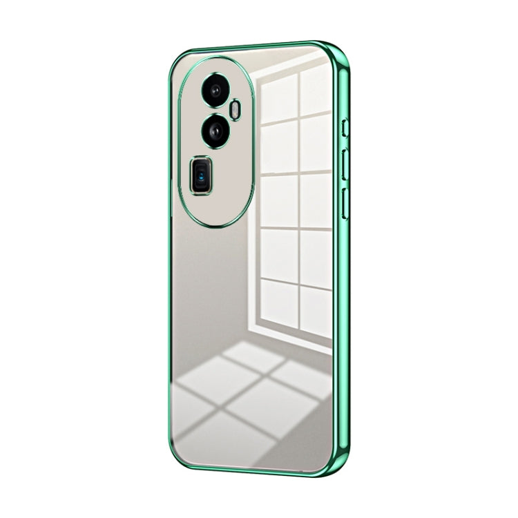 For OPPO Reno10 Pro+ Transparent Plating Fine Hole Phone Case(Green) - OPPO Cases by PMC TechLife | Online Shopping South Africa | PMC TechLife | Buy Now Pay Later Mobicred