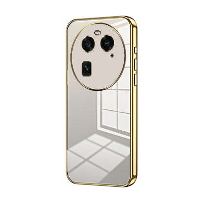 For OPPO Find X6 Transparent Plating Fine Hole Phone Case(Gold) - OPPO Cases by PMC Jewellery | Online Shopping South Africa | PMC Jewellery | Buy Now Pay Later Mobicred