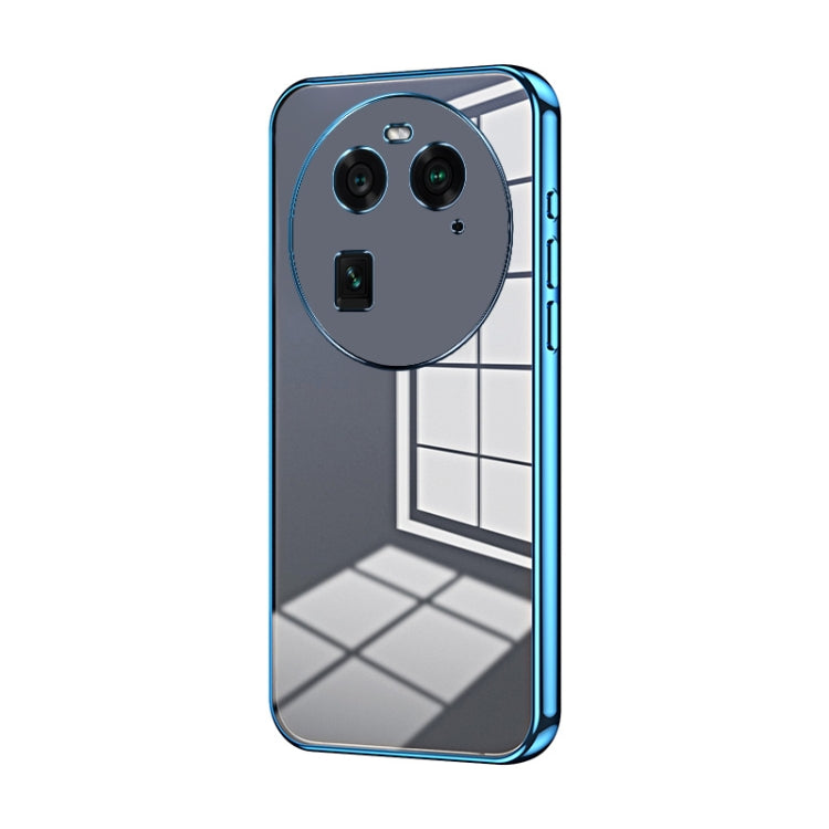 For OPPO Find X6 Transparent Plating Fine Hole Phone Case(Blue) - OPPO Cases by PMC Jewellery | Online Shopping South Africa | PMC Jewellery | Buy Now Pay Later Mobicred