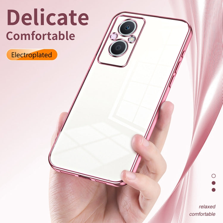 For OPPO Reno7 Z 5G / F21 Pro 5G Transparent Plating Fine Hole Phone Case(Silver) - OPPO Cases by PMC TechLife | Online Shopping South Africa | PMC TechLife | Buy Now Pay Later Mobicred