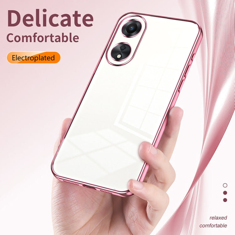 For OPPO A58 5G / A58x 5G Transparent Plating Fine Hole Phone Case(Silver) - OPPO Cases by PMC Jewellery | Online Shopping South Africa | PMC Jewellery | Buy Now Pay Later Mobicred
