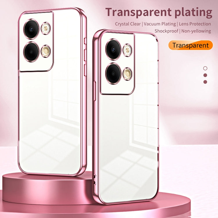 For OPPO Reno9 / Reno9 Pro Transparent Plating Fine Hole Phone Case(Blue) - OPPO Cases by PMC TechLife | Online Shopping South Africa | PMC TechLife | Buy Now Pay Later Mobicred
