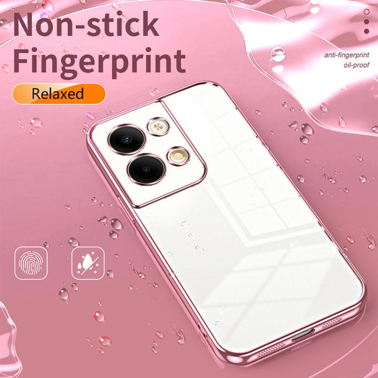 For OPPO Reno9 / Reno9 Pro Transparent Plating Fine Hole Phone Case(Blue) - OPPO Cases by PMC TechLife | Online Shopping South Africa | PMC TechLife | Buy Now Pay Later Mobicred