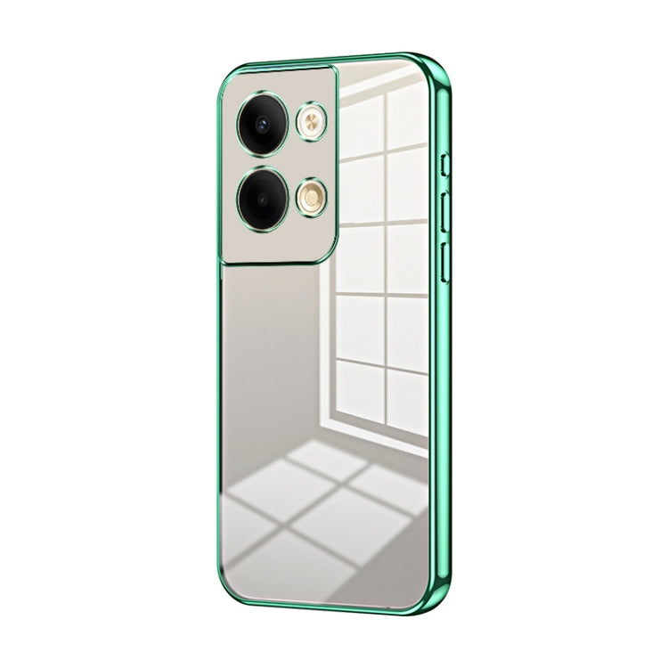 For OPPO Reno9 / Reno9 Pro Transparent Plating Fine Hole Phone Case(Green) - OPPO Cases by PMC Jewellery | Online Shopping South Africa | PMC Jewellery | Buy Now Pay Later Mobicred