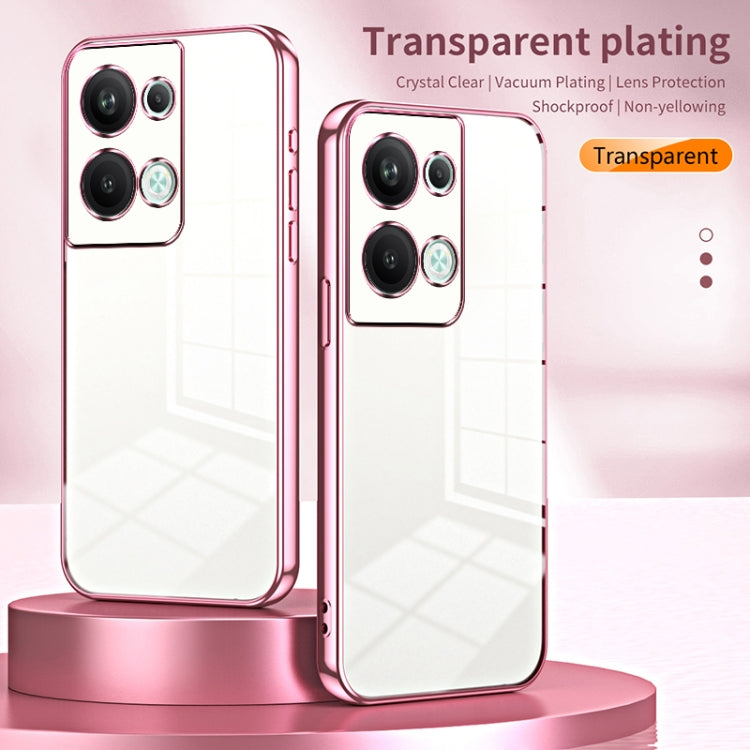 For OPPO Reno9 Pro+ Transparent Plating Fine Hole Phone Case(Black) - OPPO Cases by PMC TechLife | Online Shopping South Africa | PMC TechLife | Buy Now Pay Later Mobicred