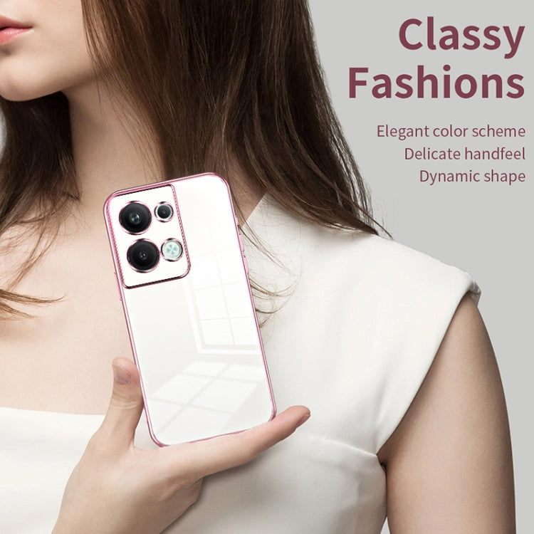 For OPPO Reno9 Pro+ Transparent Plating Fine Hole Phone Case(Black) - OPPO Cases by PMC TechLife | Online Shopping South Africa | PMC TechLife | Buy Now Pay Later Mobicred