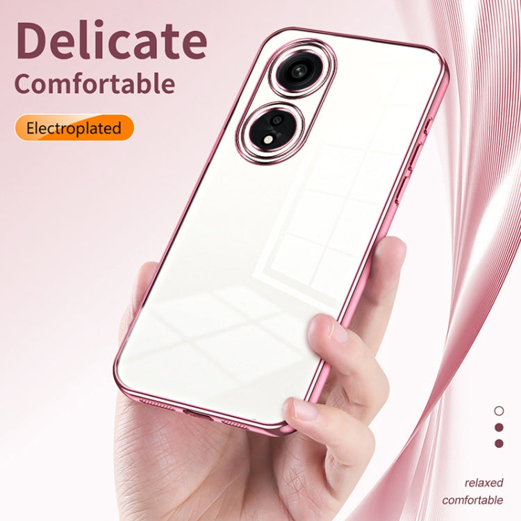 For OPPO A1 Pro Transparent Plating Fine Hole Phone Case(Purple) - OPPO Cases by PMC TechLife | Online Shopping South Africa | PMC TechLife | Buy Now Pay Later Mobicred
