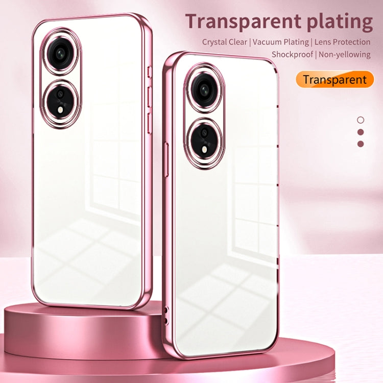 For OPPO A1 Pro Transparent Plating Fine Hole Phone Case(Pink) - OPPO Cases by PMC TechLife | Online Shopping South Africa | PMC TechLife | Buy Now Pay Later Mobicred