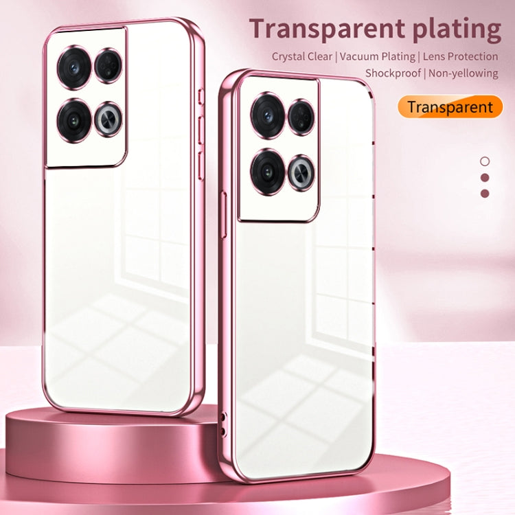 For OPPO Reno8 Pro Transparent Plating Fine Hole Phone Case(Pink) - OPPO Cases by PMC TechLife | Online Shopping South Africa | PMC TechLife | Buy Now Pay Later Mobicred