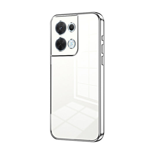 For OPPO Reno8 Transparent Plating Fine Hole Phone Case(Silver) - OPPO Cases by PMC Jewellery | Online Shopping South Africa | PMC Jewellery | Buy Now Pay Later Mobicred