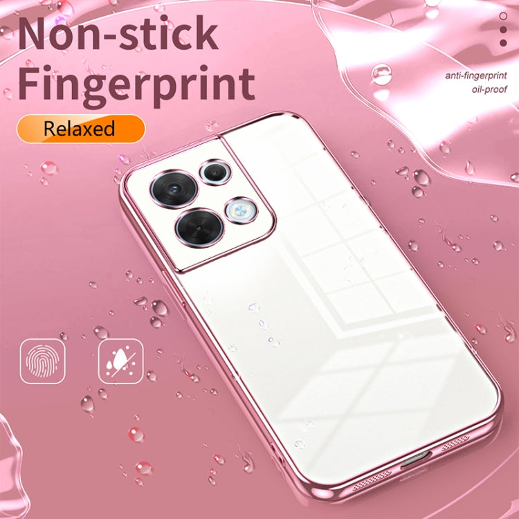 For OPPO Reno8 Transparent Plating Fine Hole Phone Case(Black) - OPPO Cases by PMC TechLife | Online Shopping South Africa | PMC TechLife | Buy Now Pay Later Mobicred