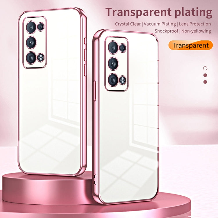 For OPPO Reno6 Pro+ Transparent Plating Fine Hole Phone Case(Pink) - OPPO Cases by PMC TechLife | Online Shopping South Africa | PMC TechLife | Buy Now Pay Later Mobicred