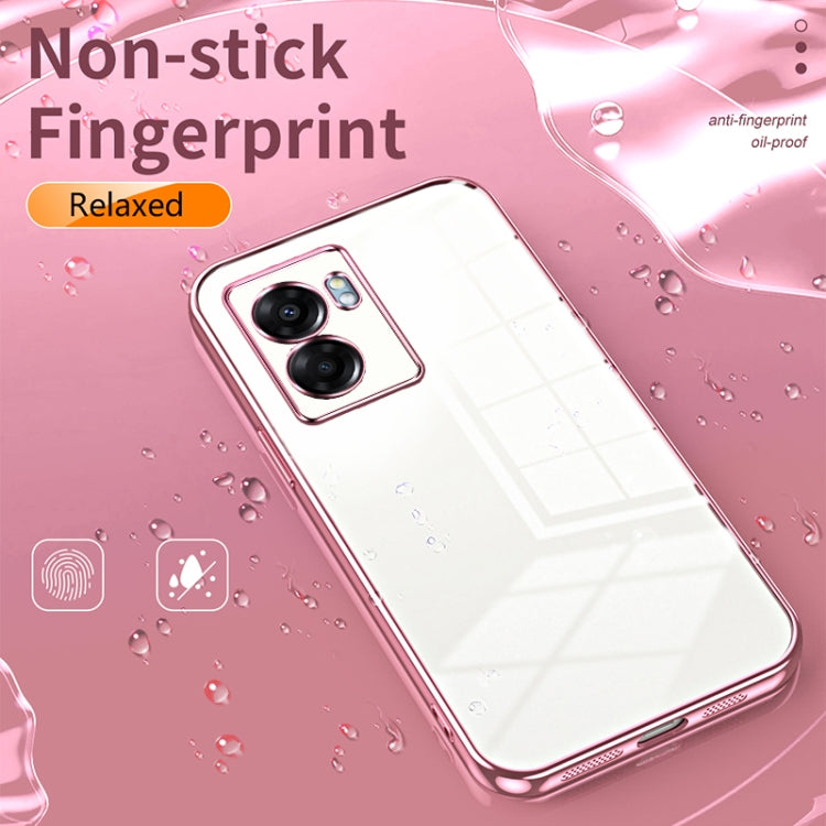 For OPPO A57 5G Transparent Plating Fine Hole Phone Case(Black) - OPPO Cases by PMC TechLife | Online Shopping South Africa | PMC TechLife | Buy Now Pay Later Mobicred