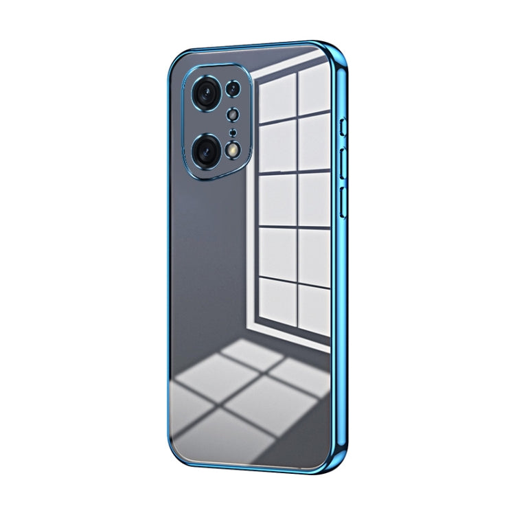For OPPO Find X5 Pro Transparent Plating Fine Hole Phone Case(Blue) - OPPO Cases by PMC TechLife | Online Shopping South Africa | PMC TechLife | Buy Now Pay Later Mobicred