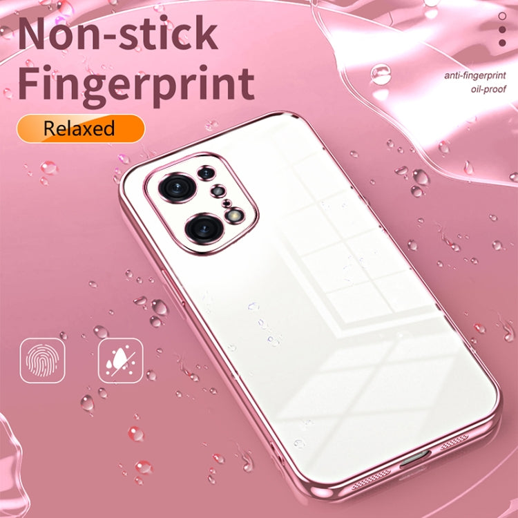 For OPPO Find X5 Pro Transparent Plating Fine Hole Phone Case(Blue) - OPPO Cases by PMC TechLife | Online Shopping South Africa | PMC TechLife | Buy Now Pay Later Mobicred