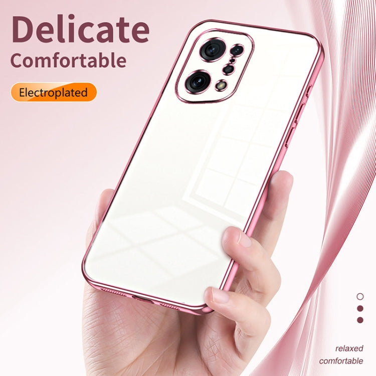 For OPPO Find X5 Transparent Plating Fine Hole Phone Case(Black) - OPPO Cases by PMC TechLife | Online Shopping South Africa | PMC TechLife | Buy Now Pay Later Mobicred