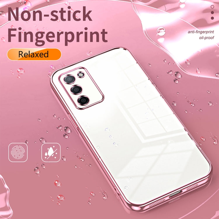 For OPPO A55 5G / A56 / A53s 5G Transparent Plating Fine Hole Phone Case(Silver) - OPPO Cases by PMC Jewellery | Online Shopping South Africa | PMC Jewellery | Buy Now Pay Later Mobicred