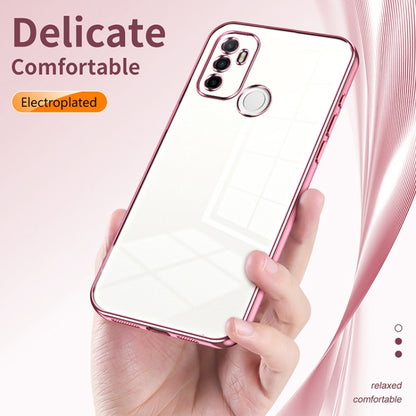 For OPPO A53 2020 / A32 / A11s  Transparent Plating Fine Hole Phone Case(Pink) - OPPO Cases by PMC Jewellery | Online Shopping South Africa | PMC Jewellery | Buy Now Pay Later Mobicred