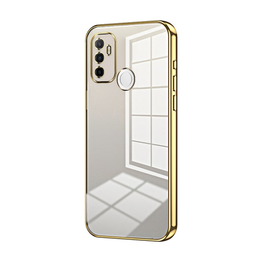 For OPPO A53 2020 / A32 / A11s  Transparent Plating Fine Hole Phone Case(Gold) - OPPO Cases by PMC Jewellery | Online Shopping South Africa | PMC Jewellery | Buy Now Pay Later Mobicred