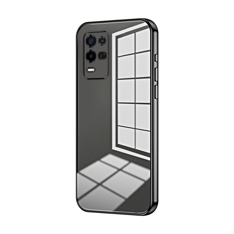 For OPPO K9x Transparent Plating Fine Hole Phone Case(Black) - OPPO Cases by PMC TechLife | Online Shopping South Africa | PMC TechLife | Buy Now Pay Later Mobicred