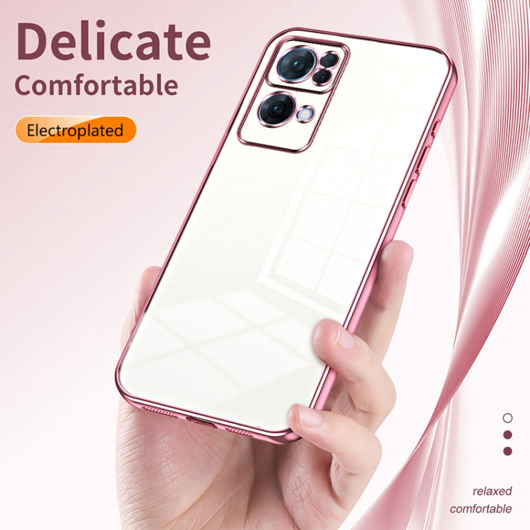 For OPPO Reno7 Pro Transparent Plating Fine Hole Phone Case(Purple) - OPPO Cases by PMC TechLife | Online Shopping South Africa | PMC TechLife | Buy Now Pay Later Mobicred