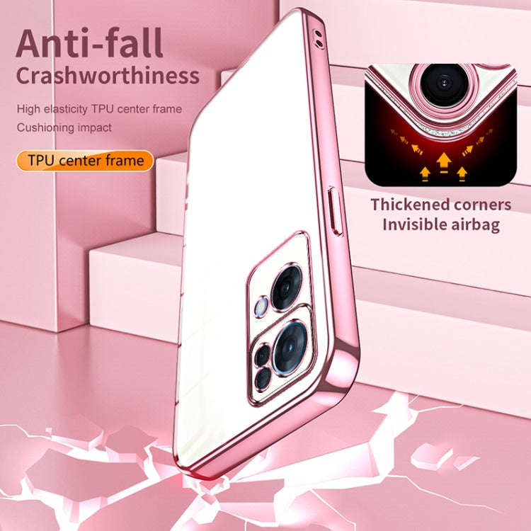 For OPPO Reno7 Pro Transparent Plating Fine Hole Phone Case(Silver) - OPPO Cases by PMC TechLife | Online Shopping South Africa | PMC TechLife | Buy Now Pay Later Mobicred