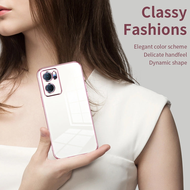 For OPPO Reno7 5G Transparent Plating Fine Hole Phone Case(Black) - OPPO Cases by PMC TechLife | Online Shopping South Africa | PMC TechLife | Buy Now Pay Later Mobicred