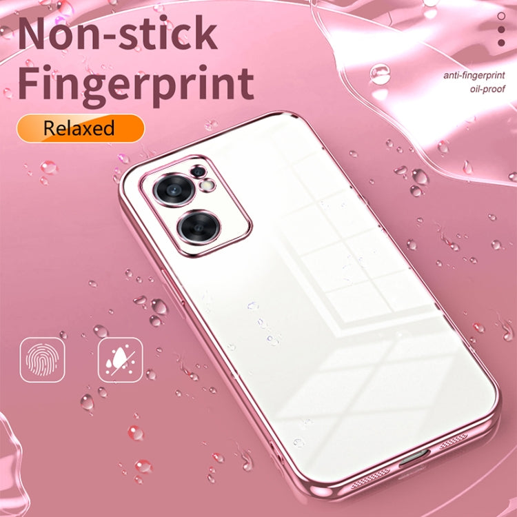 For OPPO Reno7 SE Transparent Plating Fine Hole Phone Case(Transparent) - OPPO Cases by PMC TechLife | Online Shopping South Africa | PMC TechLife | Buy Now Pay Later Mobicred