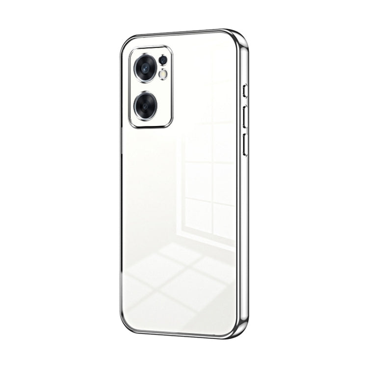 For OPPO Reno7 SE Transparent Plating Fine Hole Phone Case(Silver) - OPPO Cases by PMC Jewellery | Online Shopping South Africa | PMC Jewellery | Buy Now Pay Later Mobicred