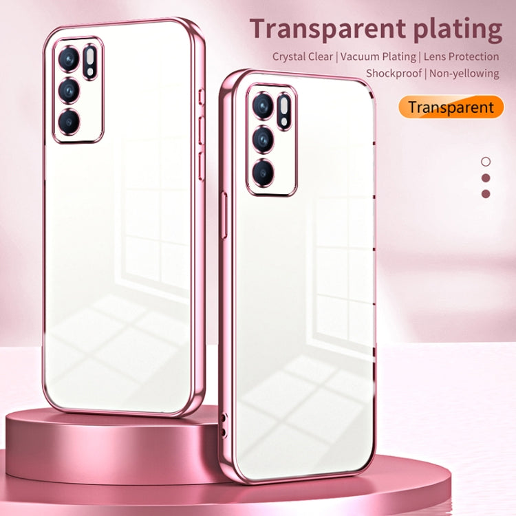 For OPPO Reno6 Indian / Malay Transparent Plating Fine Hole Phone Case(Pink) - OPPO Cases by PMC TechLife | Online Shopping South Africa | PMC TechLife | Buy Now Pay Later Mobicred