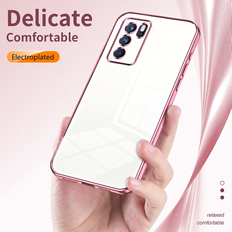 For OPPO Reno6 Pro Indian  Transparent Plating Fine Hole Phone Case(Pink) - OPPO Cases by PMC Jewellery | Online Shopping South Africa | PMC Jewellery | Buy Now Pay Later Mobicred