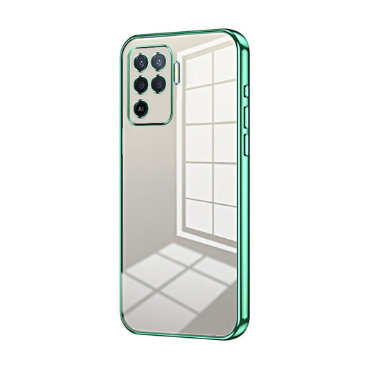 For OPPO A94 4G Transparent Plating Fine Hole Phone Case(Green) - OPPO Cases by PMC Jewellery | Online Shopping South Africa | PMC Jewellery | Buy Now Pay Later Mobicred