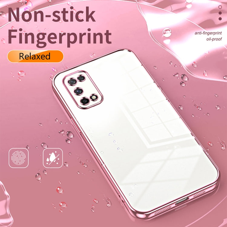 For OPPO K7x / Realme V5 5G Transparent Plating Fine Hole Phone Case(Blue) - OPPO Cases by PMC TechLife | Online Shopping South Africa | PMC TechLife | Buy Now Pay Later Mobicred