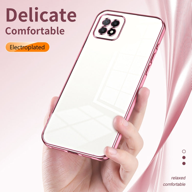 For OPPO A72 5G / A73 5G Transparent Plating Fine Hole Phone Case(Transparent) - OPPO Cases by PMC TechLife | Online Shopping South Africa | PMC TechLife | Buy Now Pay Later Mobicred