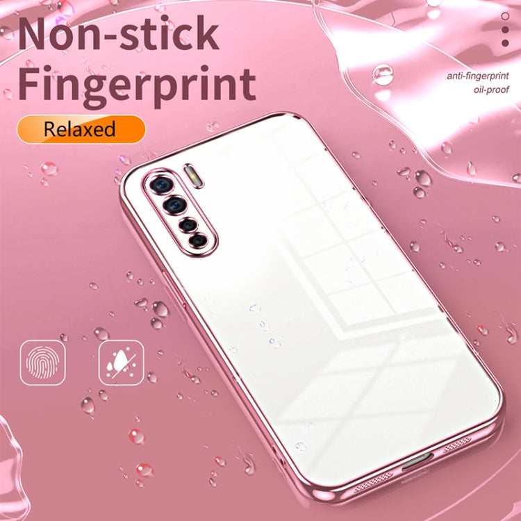 For OPPO Reno3 4G / F15 / A91 Transparent Plating Fine Hole Phone Case(Transparent) - OPPO Cases by PMC Jewellery | Online Shopping South Africa | PMC Jewellery | Buy Now Pay Later Mobicred