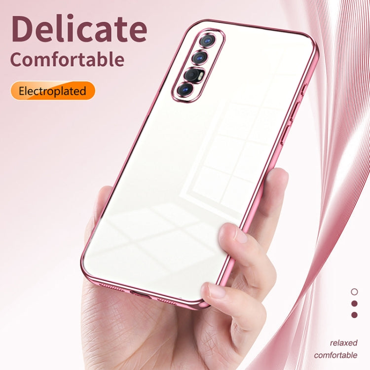 For OPPO Reno3 Pro Transparent Plating Fine Hole Phone Case(Silver) - OPPO Cases by PMC TechLife | Online Shopping South Africa | PMC TechLife | Buy Now Pay Later Mobicred