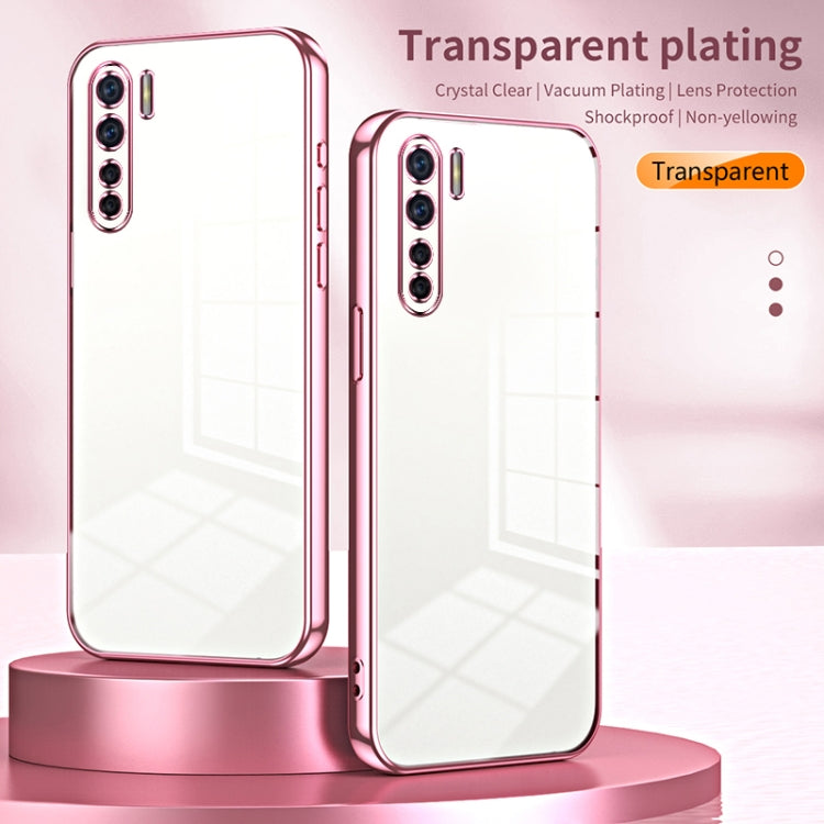 For OPPO A91 Transparent Plating Fine Hole Phone Case(Blue) - OPPO Cases by PMC TechLife | Online Shopping South Africa | PMC TechLife | Buy Now Pay Later Mobicred