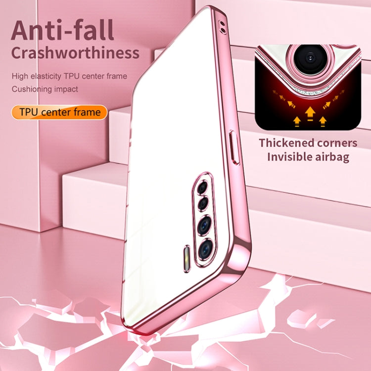 For OPPO A91 Transparent Plating Fine Hole Phone Case(Blue) - OPPO Cases by PMC TechLife | Online Shopping South Africa | PMC TechLife | Buy Now Pay Later Mobicred