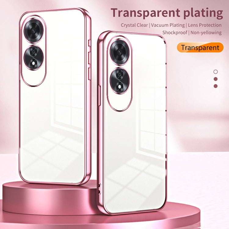 For OPPO A60 Transparent Plating Fine Hole Phone Case(Pink) - OPPO Cases by PMC TechLife | Online Shopping South Africa | PMC TechLife | Buy Now Pay Later Mobicred