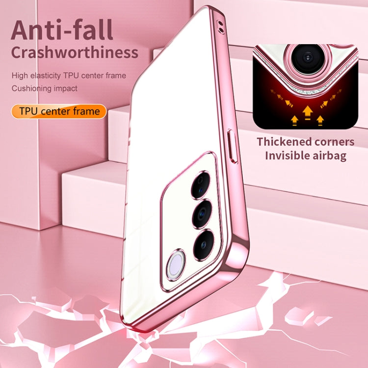 For vivo S16e / V27e Transparent Plating Fine Hole Phone Case(Pink) - vivo Cases by PMC TechLife | Online Shopping South Africa | PMC TechLife