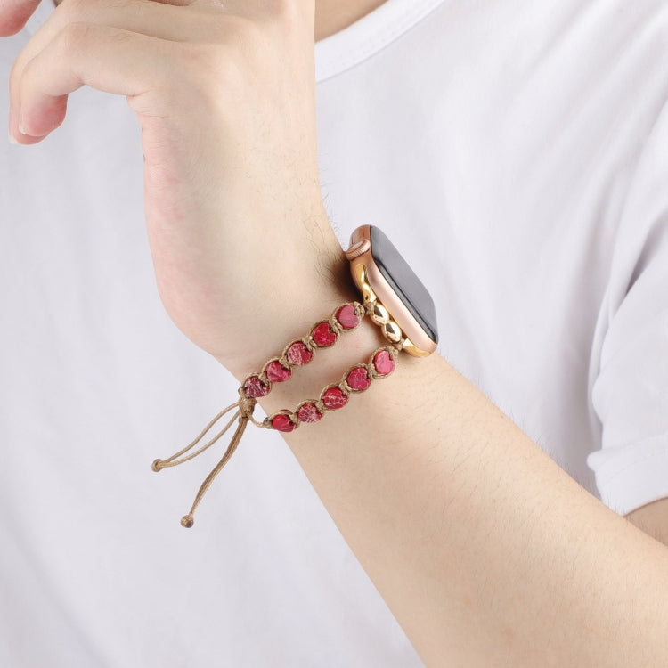 For Apple Watch Ultra 2 49mm Heart Stones Drawstring Chain Watch Band(Red) - Watch Bands by PMC TechLife | Online Shopping South Africa | PMC TechLife