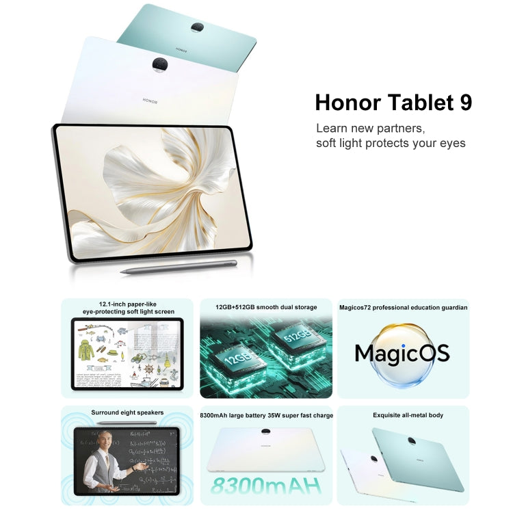 Honor Tablet 9 12.1 inch WiFi, Standard 8GB+256GB, MagicOS 7.2 Snapdragon 6 Gen1 Octa Core 2.2GHz, Not Support Google Play(Grey) - Huawei by Huawei | Online Shopping South Africa | PMC Jewellery